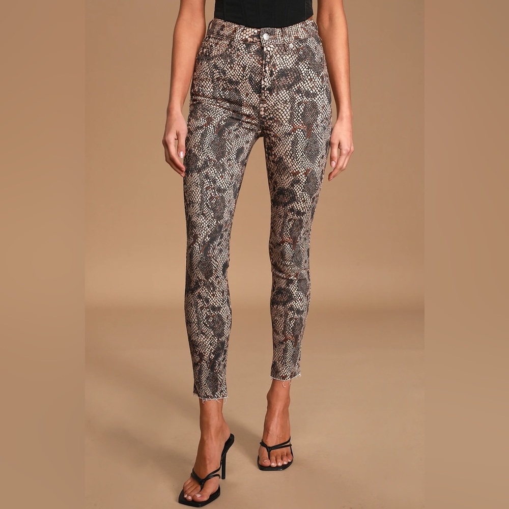Raw High-Rise Tan Snake Print Jegging
